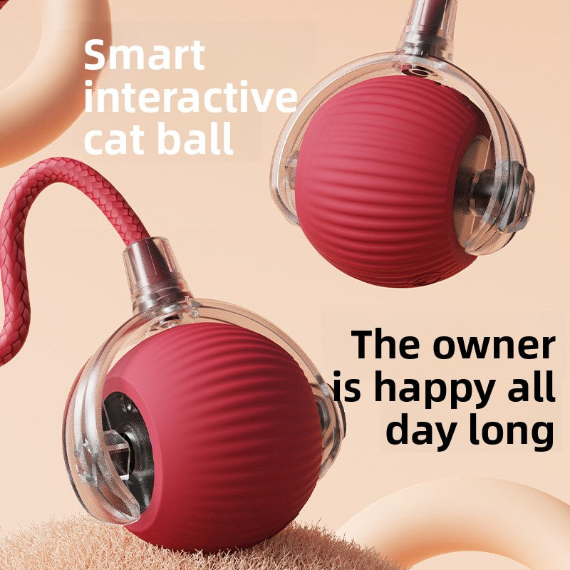 Automatic Rolling Cat Toy Ball with Rope